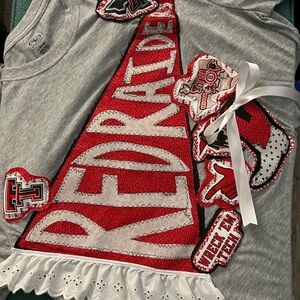 Gray and Red Cheerleader Graphic Tee